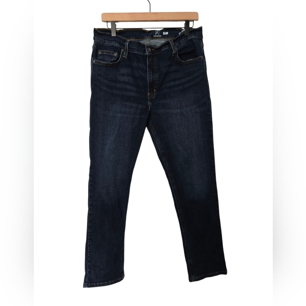 George Men's Deep Indigo Slim Jeans Size 36x30